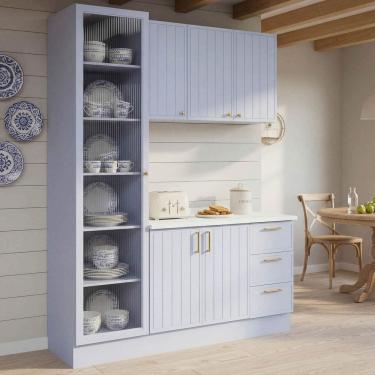 Imagem de Cozinha Modulada 3 Peças com Tampo com Cristaleira Marselha CabeCasa MadeiraOriginals A...