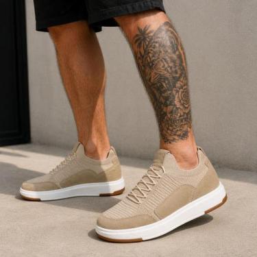 Imagem de Tênis Casual Masculino Knit com Detalhe em Couro Levíssimo Flexível Es