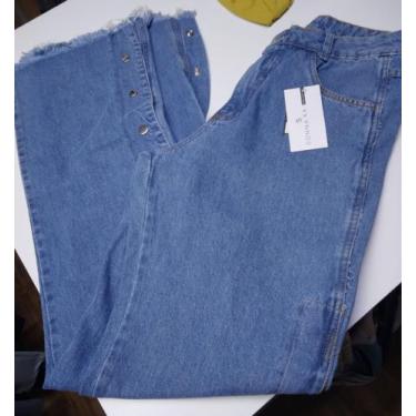 Imagem de Calça Jeans Pantalona com Botões Reguláveis - Andréia Vieira , 40