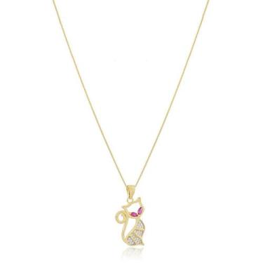 Imagem de Colar pingente gatinha banhado a ouro 18k - Della Fiori Semijoias