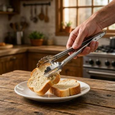 Imagem de Pegador de Pão Mini Aço Inox 20cm com Dentes para Servir - Limanox