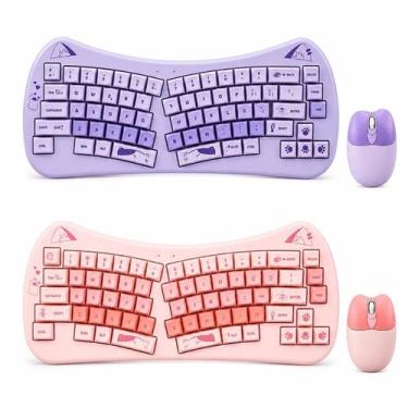 Imagem de Kit Gamer Teclado Semimecânico e Mouse Wireless Sem Fio Roxo - Altomex
