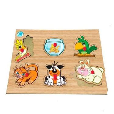 Imagem de Quebra Cabeça Pinos Animais Estimação Brinquedo Educativo - Simque