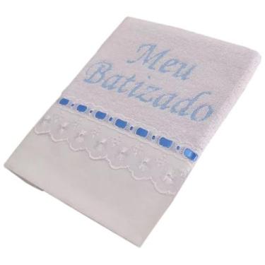 Imagem de Toalha Bebê Meu Batizado Bordada De Felpa - Baby Texnew Cor:Azul - Tex
