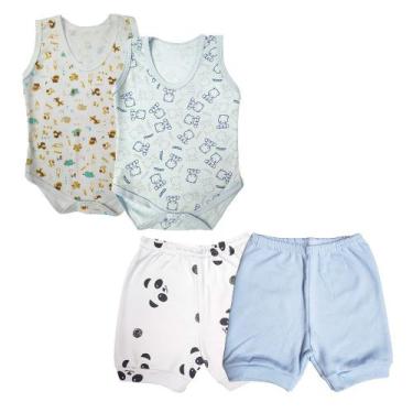 Imagem de Kit 4 Pçs Roupinhas Bebê Body Regata Estampado e Shorts - Koala Baby, 