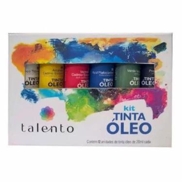 Imagem de Kit de Tinta Óleo Talento Com 12 Cores de 20 ml - Daiara/Talento