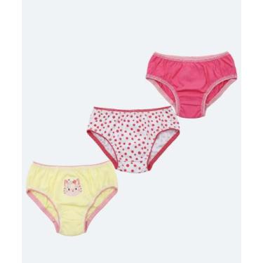 Imagem de Kit 3 Calcinhas Infantil Gato Marisa Tam 2 a 12 Rosa-85049, Rosa, Amar