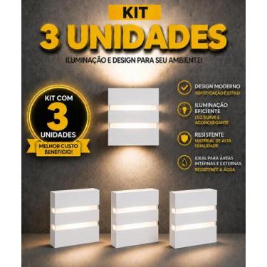 Imagem de Arandela de Parede Kit 3 Und Luminária Interna e Externa à Prova dÁgua
