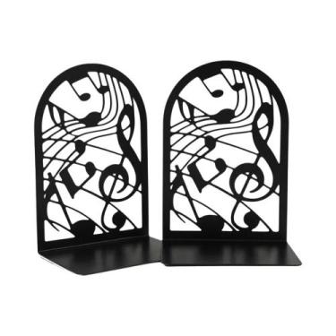Imagem de Suportes De Livros Em Metal Preto Antiderrapantes, Resistentes, Decora