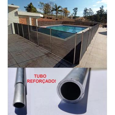 Imagem de Cerca Removível Para Piscina - Tubo Aluminio Natural Com Reforço - Mód