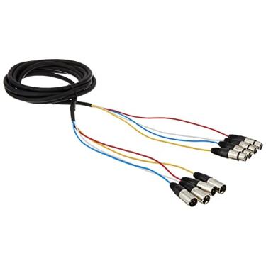 Imagem de Monoprice Cabo de cobra XLR macho para XLR fêmea de 4 canais - 4 metros - preto/prata, carcaças de conector de metal, botas de cabo de plástico e borracha