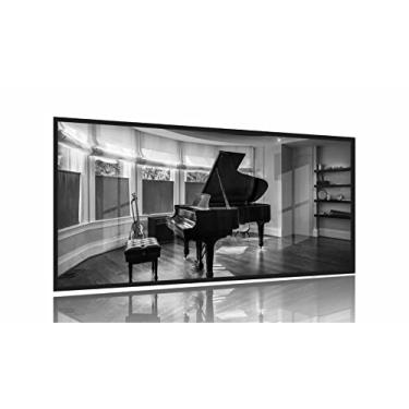 Imagem de Quadro Piano Música Vintage Decorativo 130x60 Moldura Preta 2x2