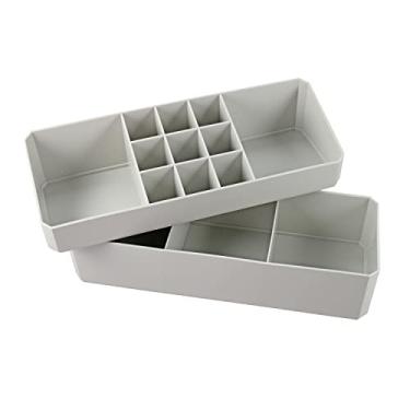 Imagem de Organizador Divisórias Escritório Closet Gaveta Plastico Cor:Cinza