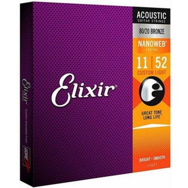 Imagem de Cordas Para Violão Aço 010 Elixir Made In Usa C/ Nota Fiscal