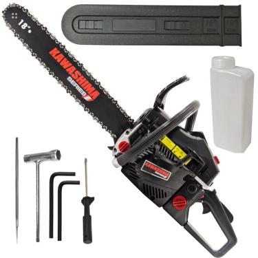Imagem de Motosserra À Combustão Kawashima KCS 520-E 2 Tempos 50,8cc Com Sabre de 18 Polegadas e Freio de Corrente Para Poda de Árvores Em Fazendas