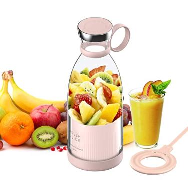 Imagem de Mibee Copo espremedor portátil mini liquidificador rápido 380ml com carregamento sem fio 4 lâminas para smoothie milkshake suco comida para bebê