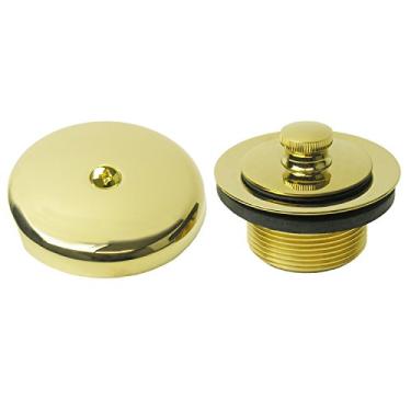 Imagem de Simpatico Kit de filtro de banheira de elevação e giro 34861P com placa de transbordamento de orifício único e parafuso com bucha de 3,8 cm, latão polido