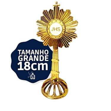 Imagem de Ostensorio Santissimo Sacramento 18cm Dourado de Mesa Metal Miniatura Mini Lembrança Lembrancinha Artigos Religiosos