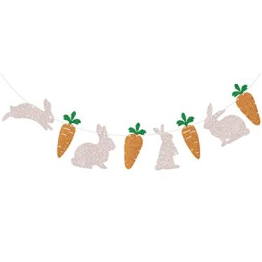 Imagem de Decoração de banner de coelhinho da Páscoa, guirlanda de rabanete de coelho de primavera, faixa de primavera, faixa de coelho, decorações de feliz páscoa