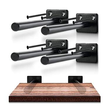 Imagem de COLSEN Suporte de Prateleira Flutuante Preto Resistente 15 cm Pacote com 4 - Suporte de Aço Escondido Invisível para Madeira - Parafusos Plugues de Parede Incluídos