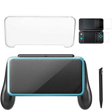 Imagem de Gorliskl Suporte para alça de mão para Nintendo 2DS XL com 1 caneta Stylus e 1 capa transparente e 1 protetor de tela