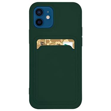 Imagem de Capa de telefone de silicone macio para iPhone 13 11 12 14 Pro Max Mini XS XR X 6S 6 8 7 Plus SE Capa de carteira de doces à prova de choque, verde escuro, para 6 Plus, 6S Plus
