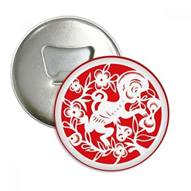 Imagem de Macaco cortado em papel China Zodíaco Arte Abridor de Garrafas Imã de Geladeira Emblema Multifuncional