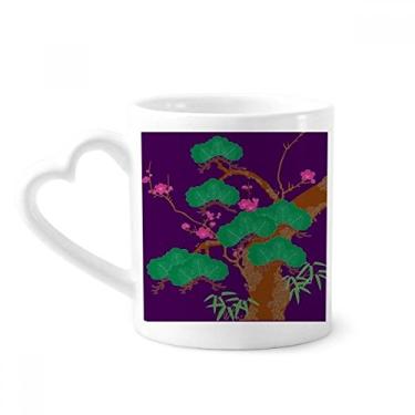 Imagem de Caneca de árvore verde cultura japonesa roxa café cerâmica copo de coração de vidro