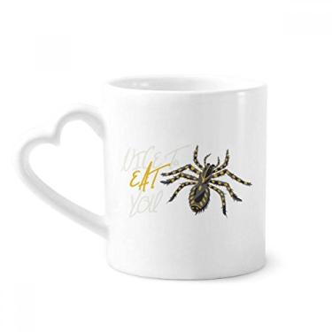 Imagem de Caneca com ilustração de teia de aranha inseto caneca de café cerâmica copo de coração de vidro