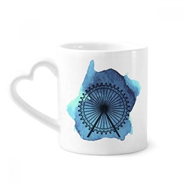 Imagem de London Eye Roda gigante Inglaterra Grã-Bretanha Reino Unido Caneca Café Cerâmica Copos Copo de Coração de Vidro