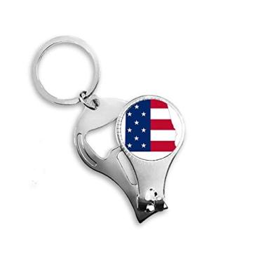 Imagem de Alabama USA Mapa Estrelas Listras Bandeira Forma Alicate de Unha Chaveiro Abridor de Garrafas Cortador