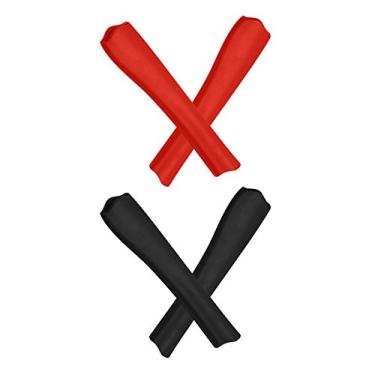 Imagem de Mryok 2 pares de kits de substituição para óculos Oakley Pit Bull OO9127 / Pit Bull Asian Fit OO9161 - Vermelho e preto