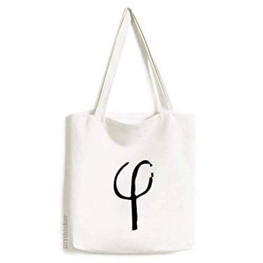 Imagem de Bolsa de lona com silhueta grega Phi preta bolsa de compras bolsa casual bolsa de mão
