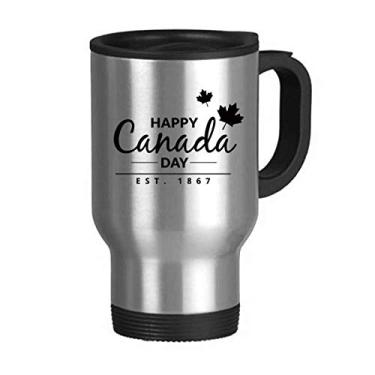 Imagem de Maple Leaf Happy Canada Day 4 Of July Slogan Travel Mug Flip Lid Stainless Steel Cup Car Tumbler Thermos