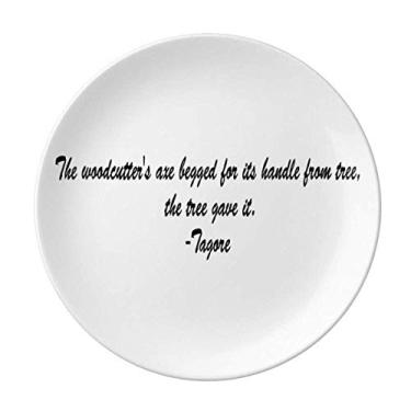 Imagem de Qoutes — Prato de árvore de machado com frases de cura em porcelana decorativa Salver Prato de jantar