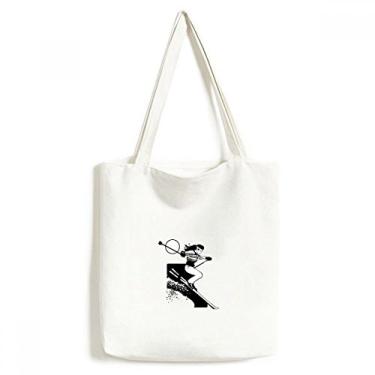 Imagem de Bolsa sacola de lona com estampa preta para esportes de inverno