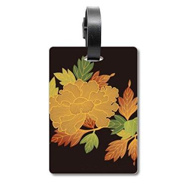 Imagem de Bolsa de mala japonesa marrom preta com etiqueta para cartão de bagagem