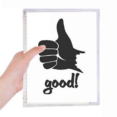 Imagem de Caderno de gestos personalizado com desenho de polegar, diário de folhas soltas recarregável, papelaria