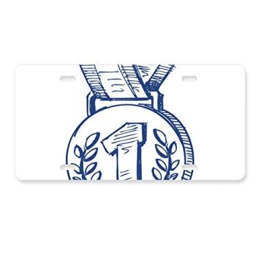 Imagem de DIYthinker Medalha azul de futebol campeonato de futebol para decoração de carro, acessório de aço inoxidável