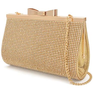 Imagem de Sumnn Bolsa clutch para noite, coquetel, formatura, brilhante, strass, cristal, noiva, dama de honra, festa de casamento, bolsas formais para mulheres, Dourado, Medium