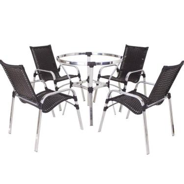 Imagem de Jogo Com 4 Cadeiras E Mesa Emily Em Aluminio Para Piscina, Varanda E Área - Trama 