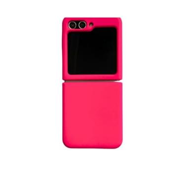 Imagem de Para Z Flip 4 5 Capa Neon Liquid Silicone Phone Cases Capa para Samsung Galaxy z Flip 3 zflip 4 5 Suporte de gancho de cor fluorescente fofo, rosa choque, para Z Flip 4