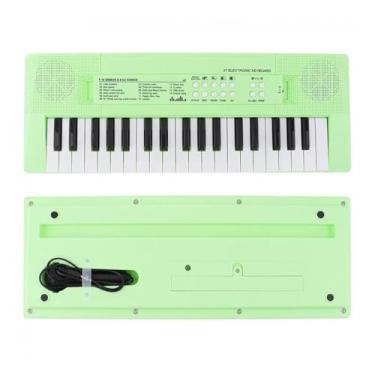 Imagem de teclado eletrônico para iniciantes Teclado Eletrônico De 37 Teclas, Piano, Música Digital, Placa Com Microfone, Iluminação Musical, Amarelo E Verde (Size : Green)