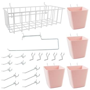 Imagem de G.CORE Organizador de placa de estacas pacote com 21, acessórios para quadro de pegboard com cestos e ganchos de copos - organizadores de ferramentas de parede de quadro de pinos de 1/20.3 cm e 1/10.2