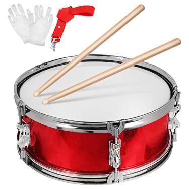 Imagem de Milisten Conjunto de bateria de marcha 33 polegadas, tarola com martelo de madeira, luvas e alça ajustável, kit de caixa para crianças instrumento musical de percussão orff, tambor para crianças adolescentes vermelho