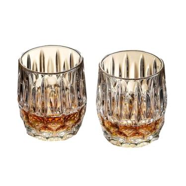 Imagem de RYZGOJV Copo de cerveja de vidro de uísque, copo de uísque antiquado premium, copos de cerveja brilhantes 300 ml 2PCS-G05