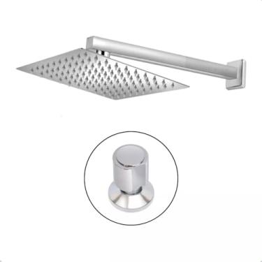 Imagem de Ducha 20x20 para Piscina com Acabamento Padrão Docol Cromado Chuveiro Inox Quadrado Água Fria