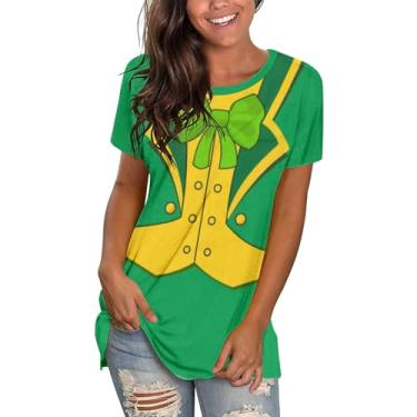Imagem de Camiseta feminina Dia de São Patrício Shamrock Irish Fashion Clover impressão gráfica camisetas de férias verde camiseta feminina, 031 - amarelo, M