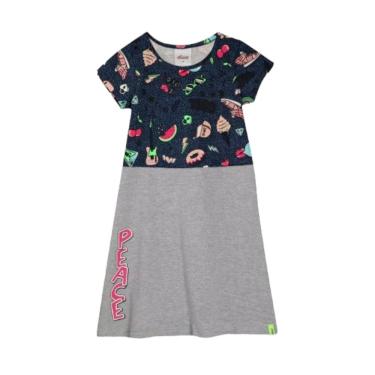 Imagem de Vestido Infantil Azul Marinho e Cinza Tamanho 8 - Elian