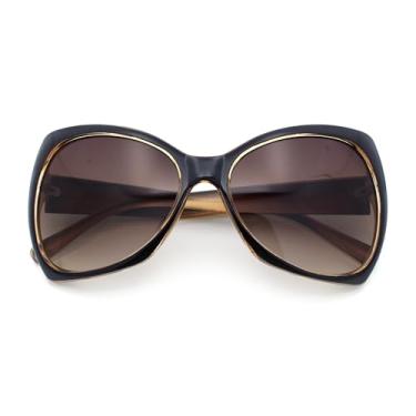 Imagem de SA106 Óculos de sol com borboleta híbridos e olhos grandes, Marrom, 5 1/2 " W x 2 3/8 "H